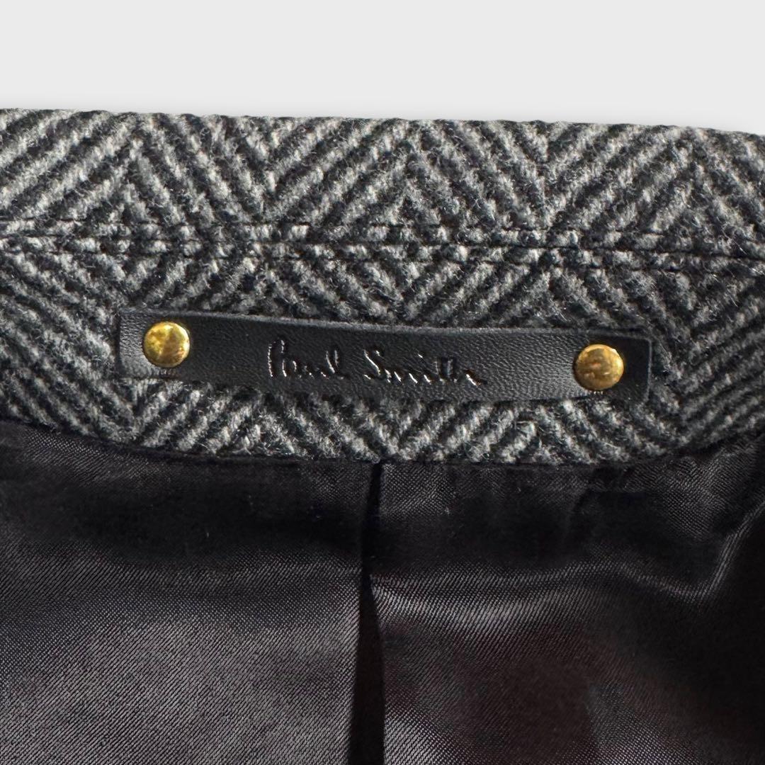 近年 美品 L ポールスミス カシミヤ ヘリンボーン ダブルチェスターコート