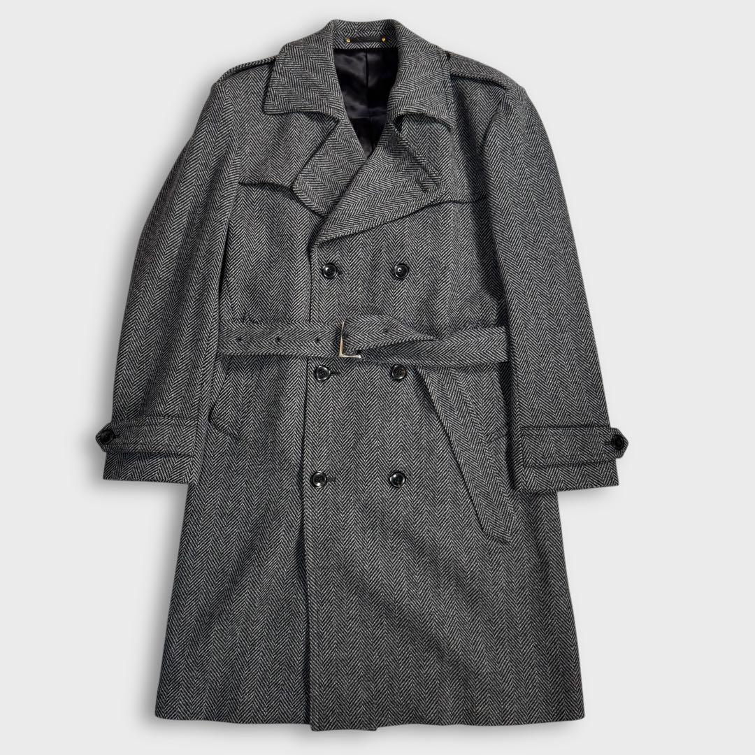 近年 美品 L ポールスミス カシミヤ ヘリンボーン ダブルチェスターコート