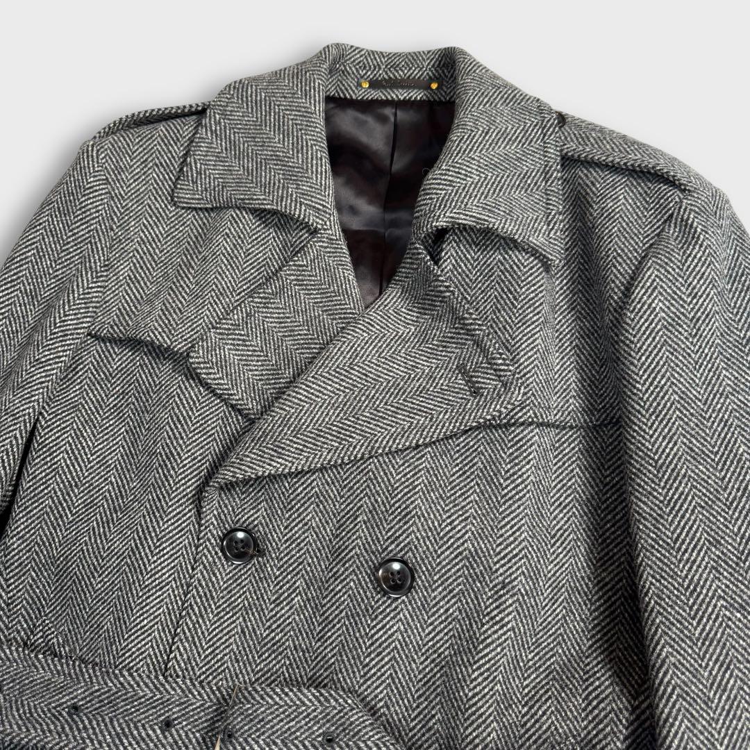 近年 美品 L ポールスミス カシミヤ ヘリンボーン ダブルチェスターコート