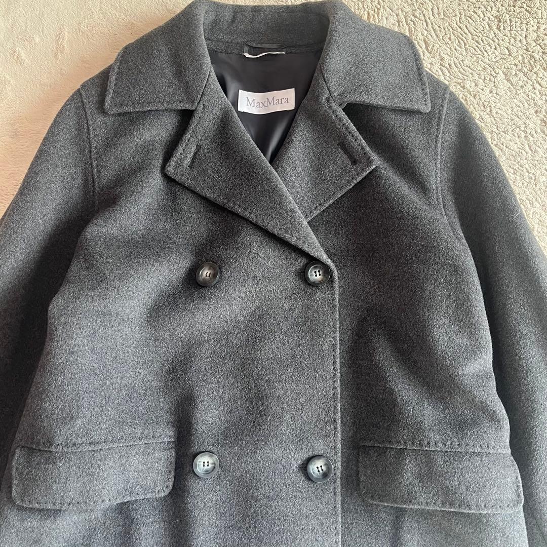 最高級✨️マックスマーラ 白タグ ダブルブレスト カシミヤ チャコールグレー M