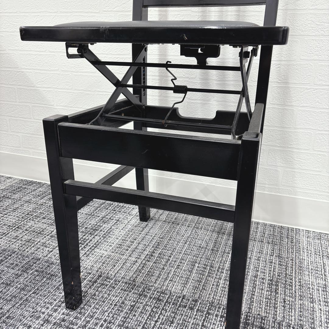 【送料無料】トムソン椅子 ピアノ椅子　高さ調整可能　　背もたれピアノ　黒革