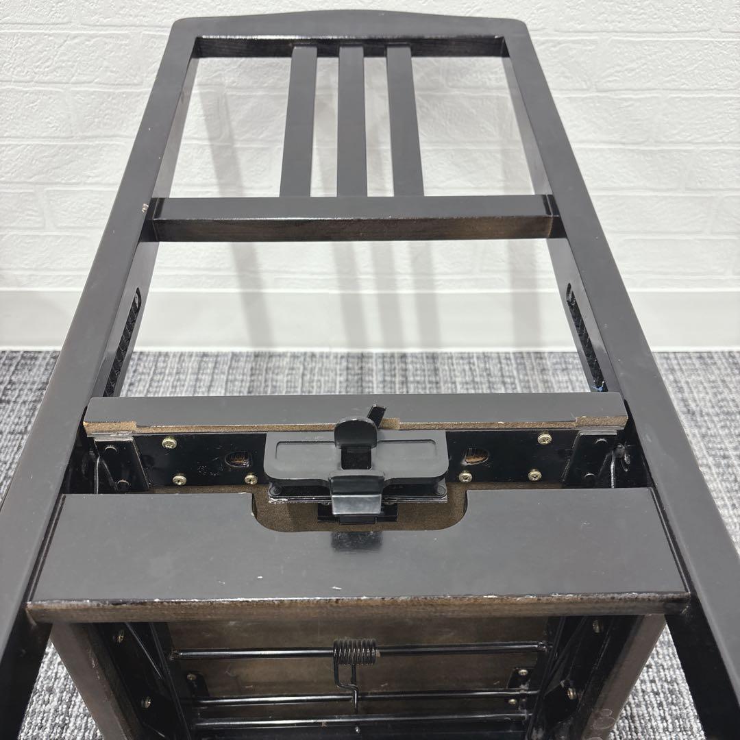 【送料無料】トムソン椅子 ピアノ椅子　高さ調整可能　　背もたれピアノ　黒革