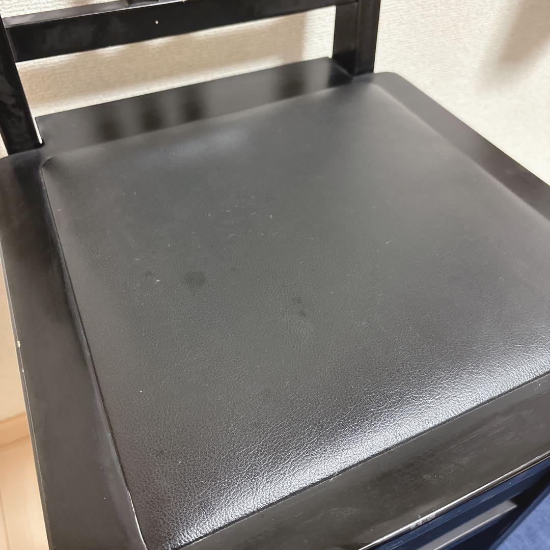 【送料無料】トムソン椅子 ピアノ椅子　高さ調整可能　　背もたれピアノ　黒革