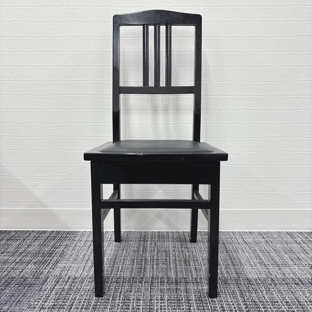 【送料無料】トムソン椅子 ピアノ椅子　高さ調整可能　　背もたれピアノ　黒革