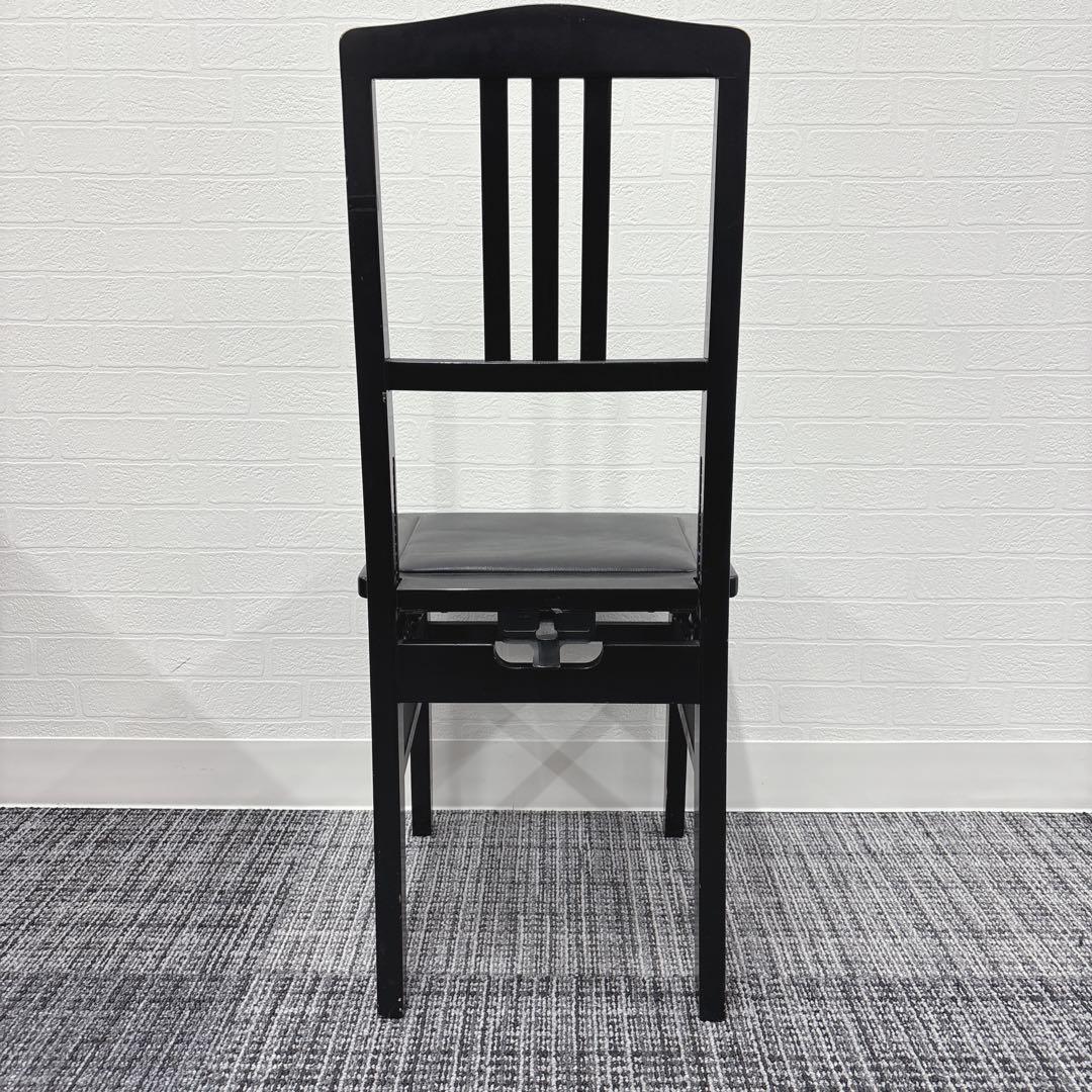 【送料無料】トムソン椅子 ピアノ椅子　高さ調整可能　　背もたれピアノ　黒革