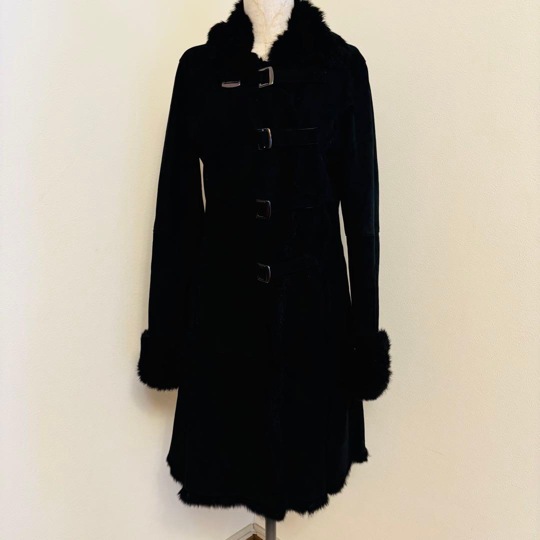 ロイスクレヨン ラビットファー 毛皮コート 黒 M