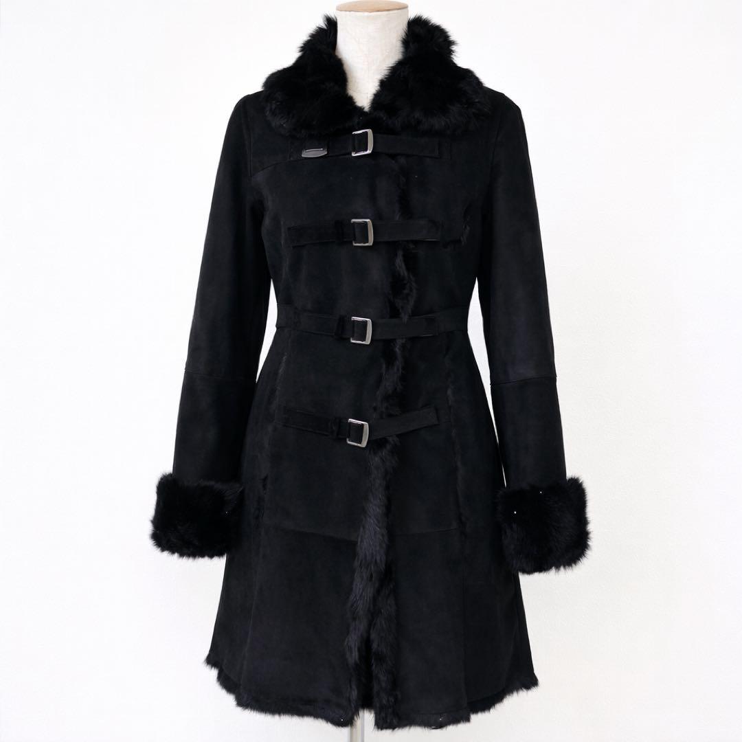 ロイスクレヨン ラビットファー 毛皮コート 黒 M