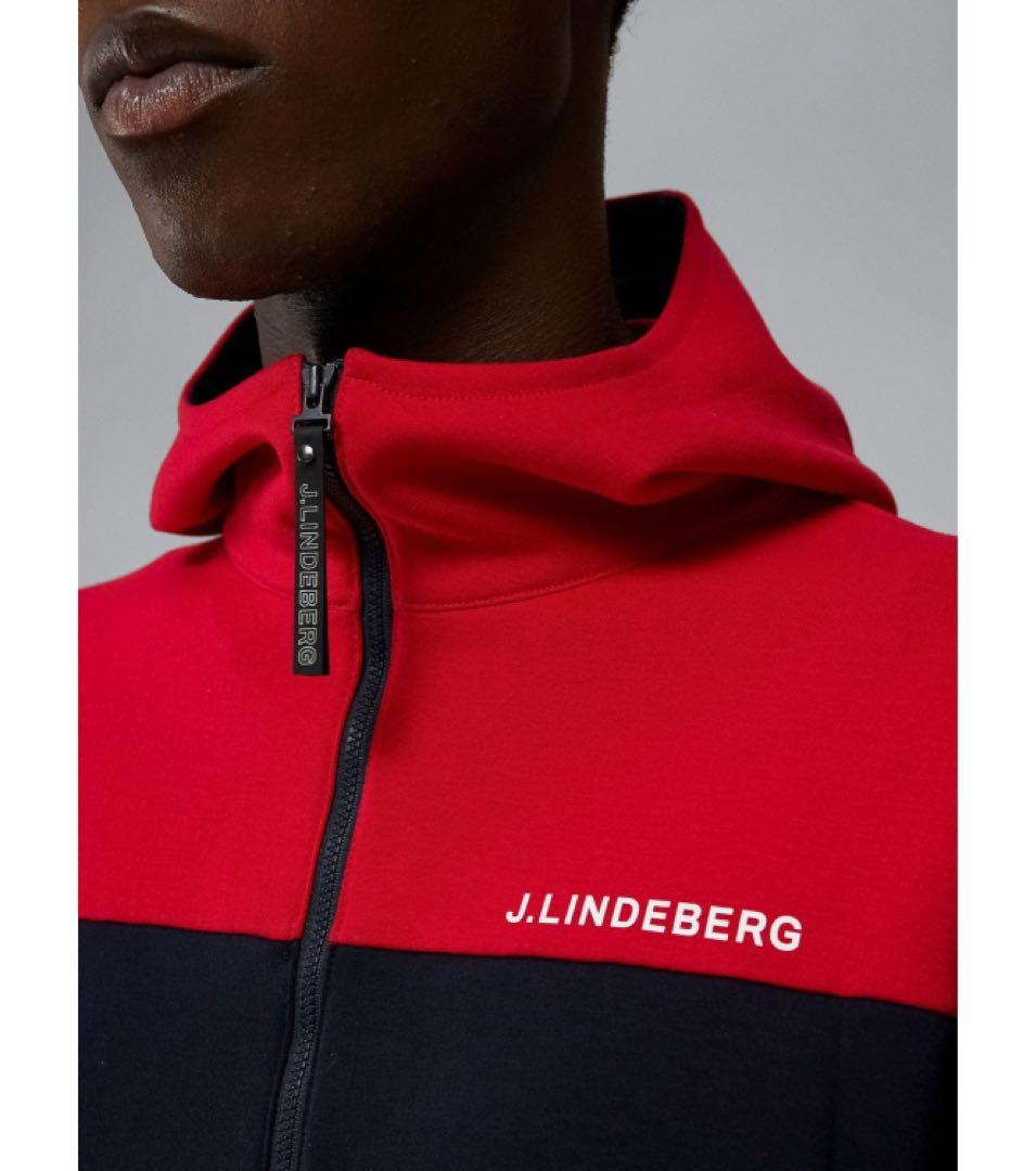 J.LINDEBERG MENS Jeff Hood 長袖　パーカー　レッド系