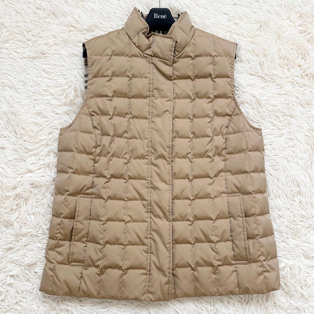 バーバリーロンドン リバーシブル ノバチェック ダウンベスト ベージュ L