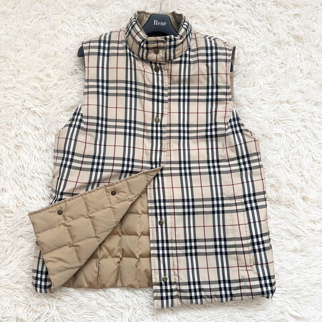 バーバリーロンドン リバーシブル ノバチェック ダウンベスト ベージュ L