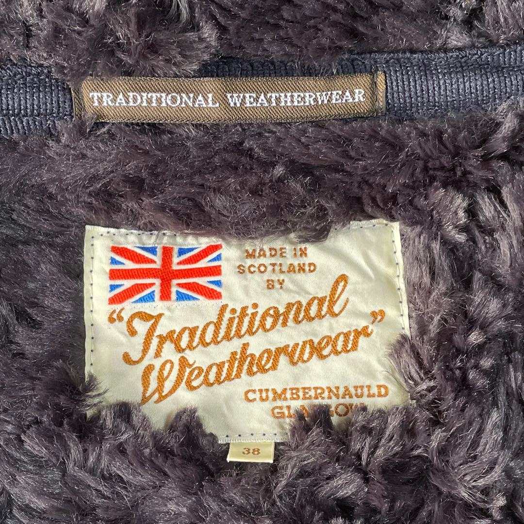 美品トラディショナルウェザーウェア✨キルティング コート M ボア フード 紺