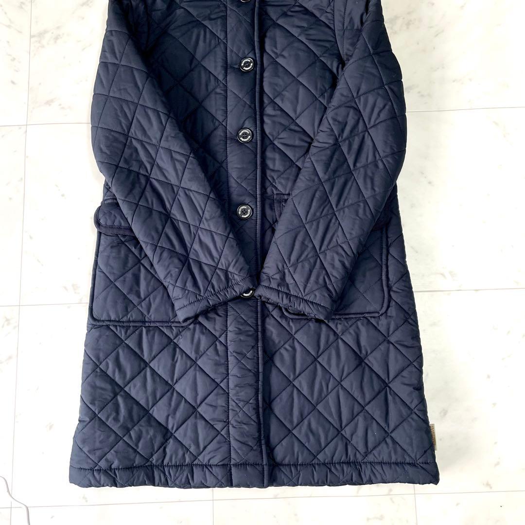 美品トラディショナルウェザーウェア✨キルティング コート M ボア フード 紺