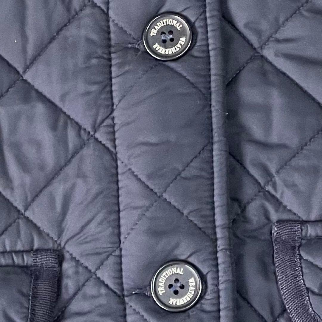 美品トラディショナルウェザーウェア✨キルティング コート M ボア フード 紺