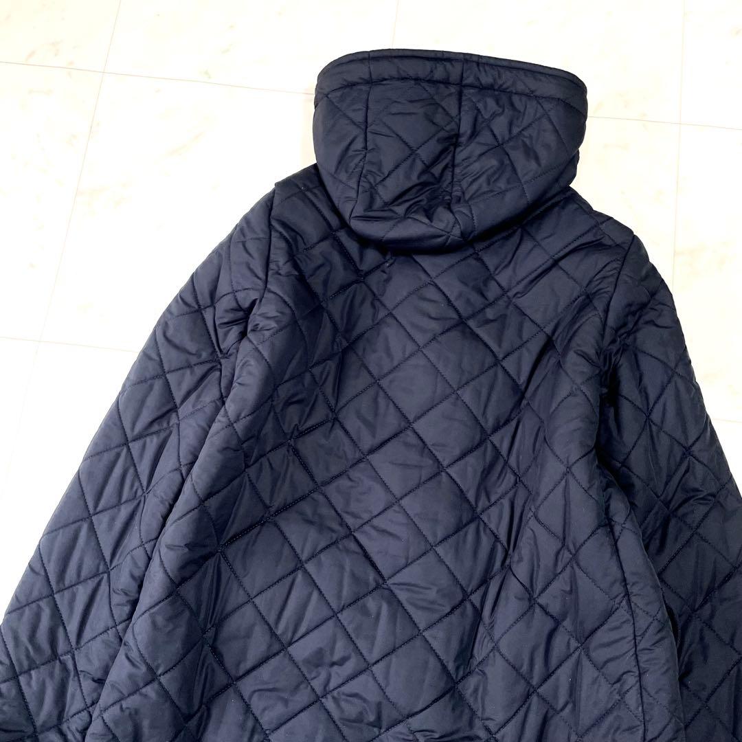 美品トラディショナルウェザーウェア✨キルティング コート M ボア フード 紺