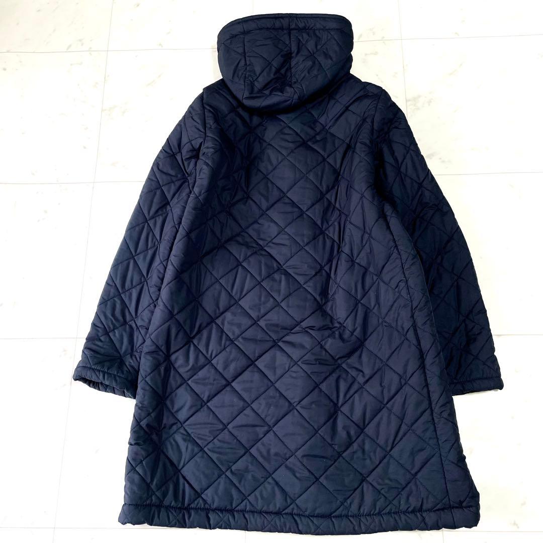 美品トラディショナルウェザーウェア✨キルティング コート M ボア フード 紺