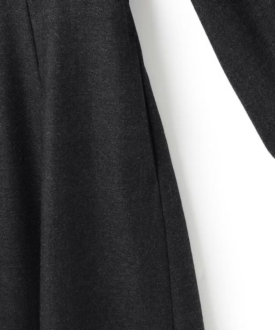 訳あり美品23区 ウールジョーゼット フィットアンドフレア ワンピース38グレー