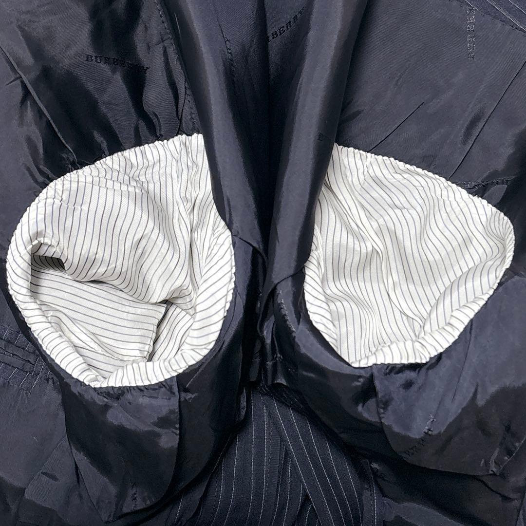 シルク混✨バーバリーロンドン セットアップ スーツ ストライプ AB4 ネイビー