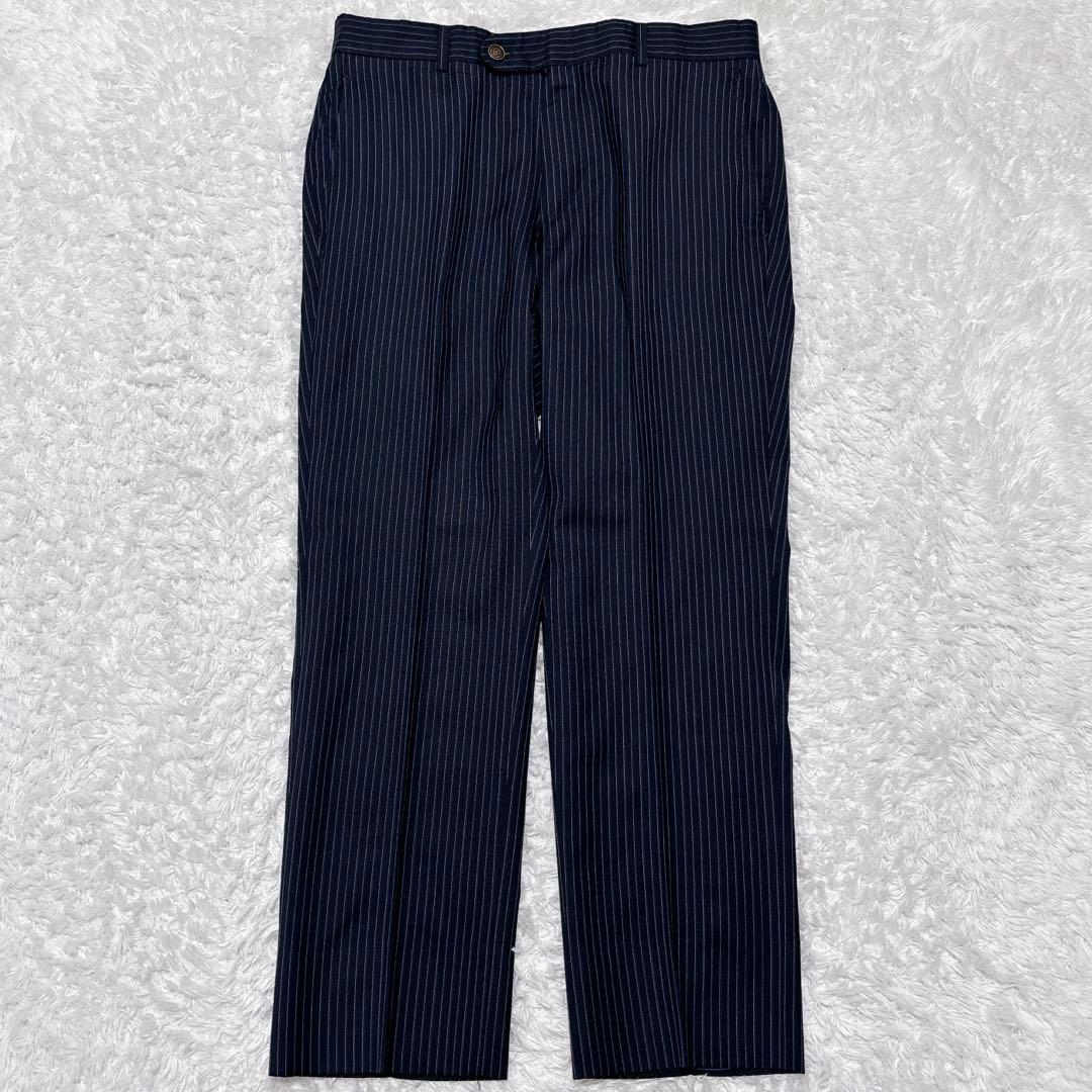 シルク混✨バーバリーロンドン セットアップ スーツ ストライプ AB4 ネイビー