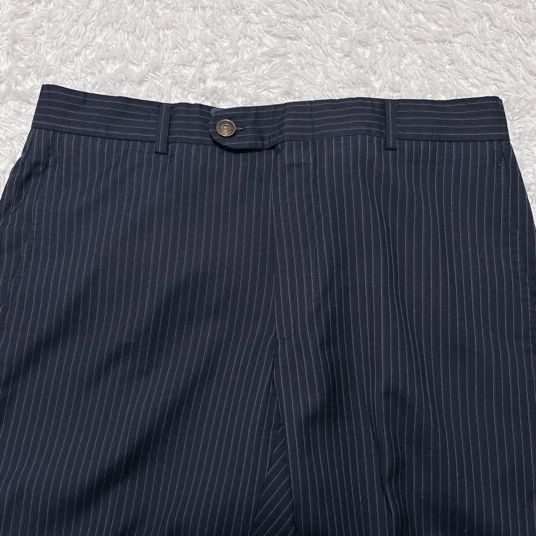 シルク混✨バーバリーロンドン セットアップ スーツ ストライプ AB4 ネイビー