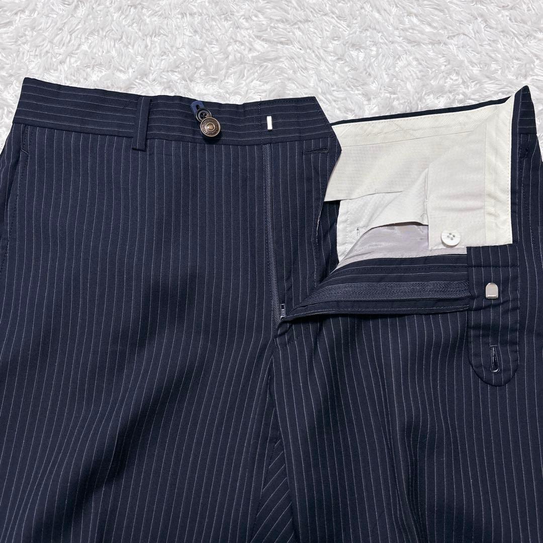 シルク混✨バーバリーロンドン セットアップ スーツ ストライプ AB4 ネイビー