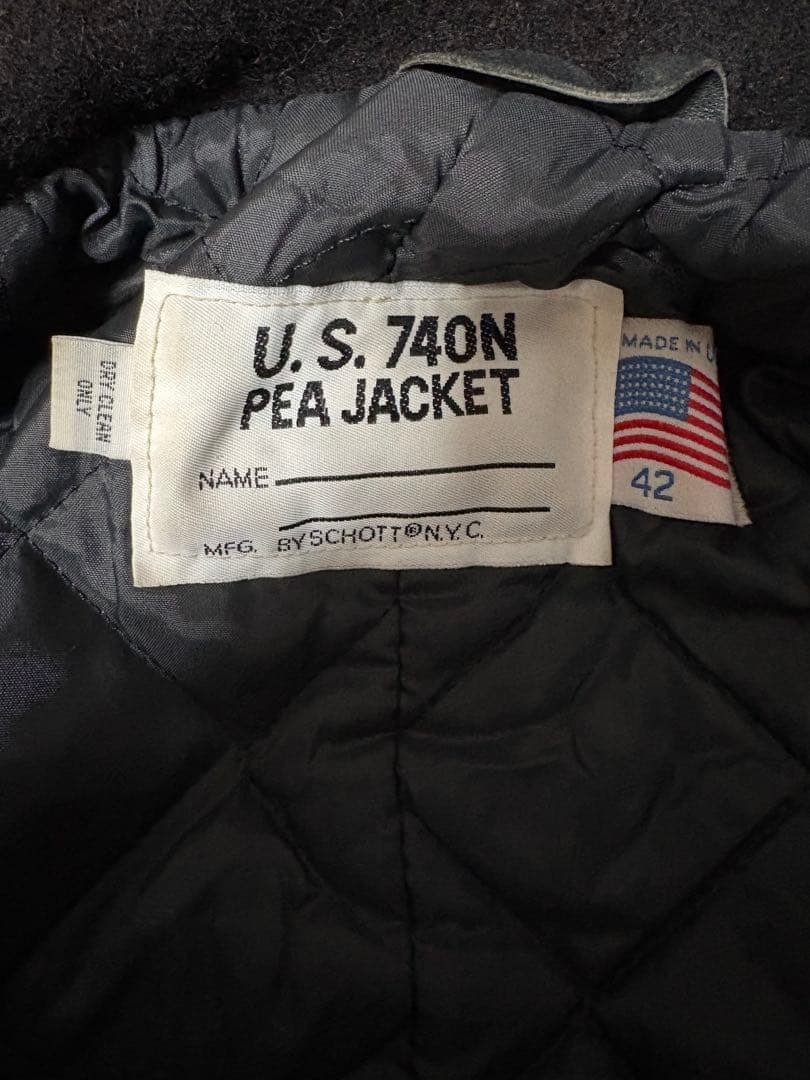 U.S. 740N PEA JACKET SCHOTT ピーコート 黒　42