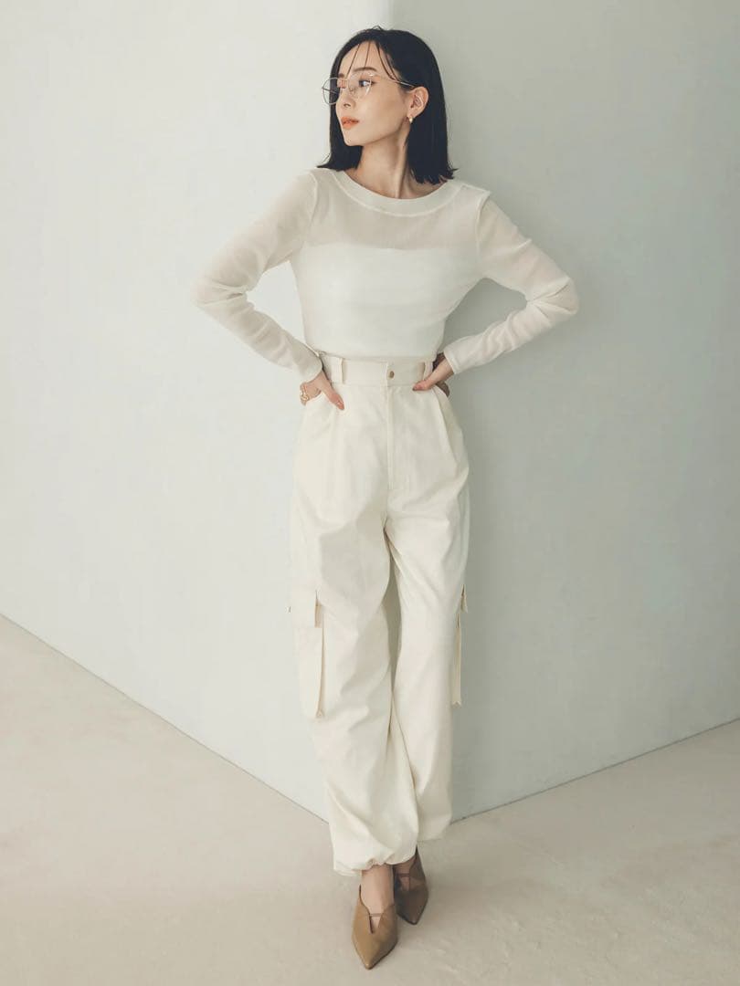 アニュアンス 2025年モデル ドロストヘムカーゴパンツ ブラウン ポケット