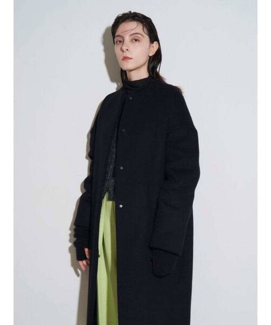 ELENDEEK クルーネックコクーンコート ブラック　01