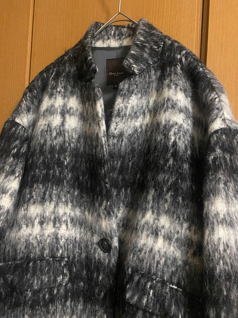 Demi-Luxe BEAMS / シャギー　チェック コクーンコート　アルパカ
