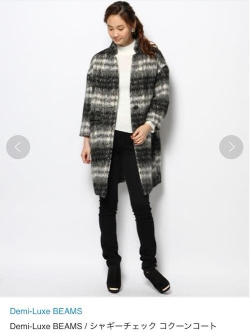 Demi-Luxe BEAMS / シャギー　チェック コクーンコート　アルパカ