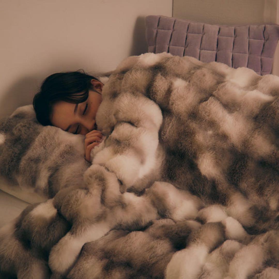 【Francfranc】WARMYポコモコファー 掛け布団カバー ダブル グレー