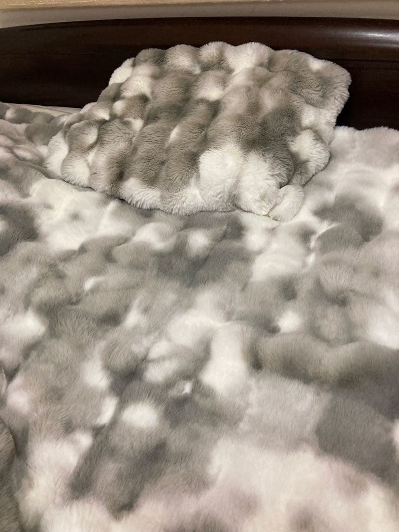 【Francfranc】WARMYポコモコファー 掛け布団カバー ダブル グレー