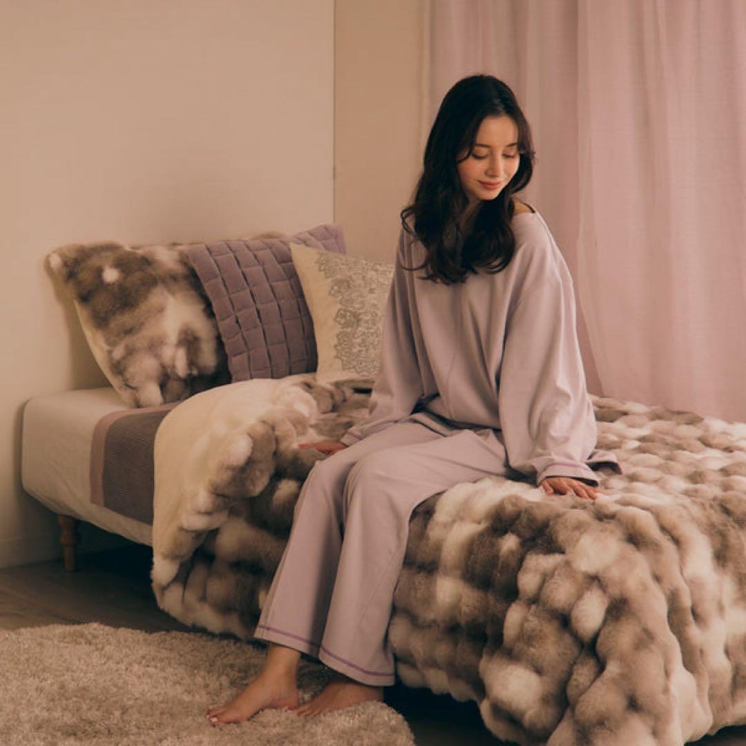 【Francfranc】WARMYポコモコファー 掛け布団カバー ダブル グレー