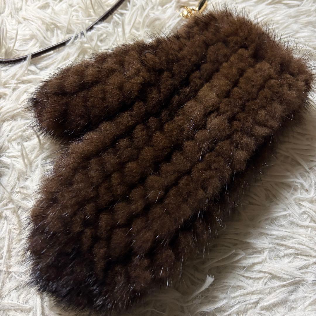 未使用級■MAX MARA 手袋　ミトン　ミンク　毛皮　ブラウン
