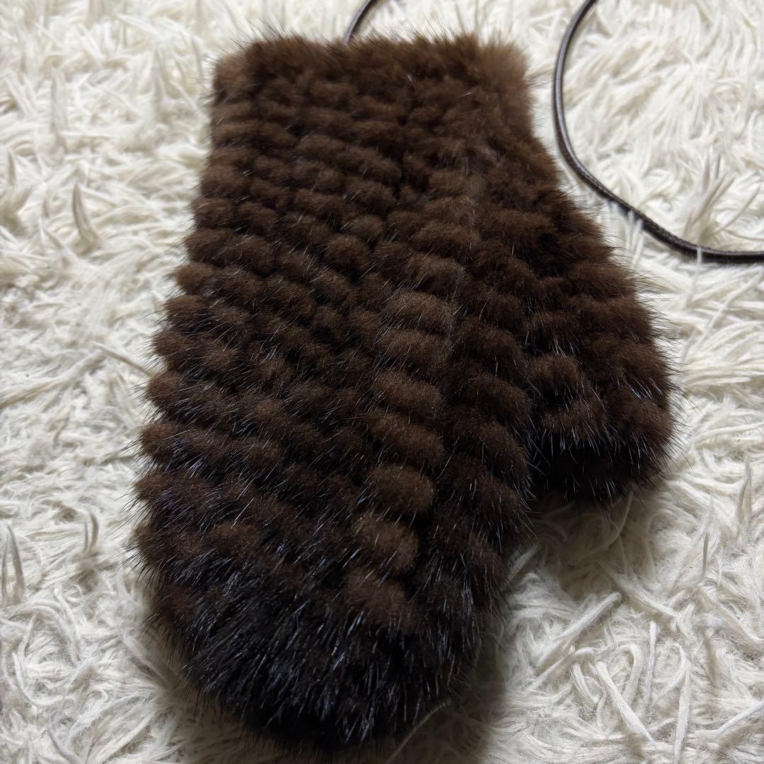 未使用級■MAX MARA 手袋　ミトン　ミンク　毛皮　ブラウン