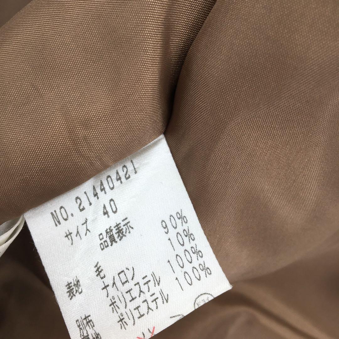 ユキトリイ テーラードジャケット【L】ウール ヘリンボーン 花柄刺繍 フェルト