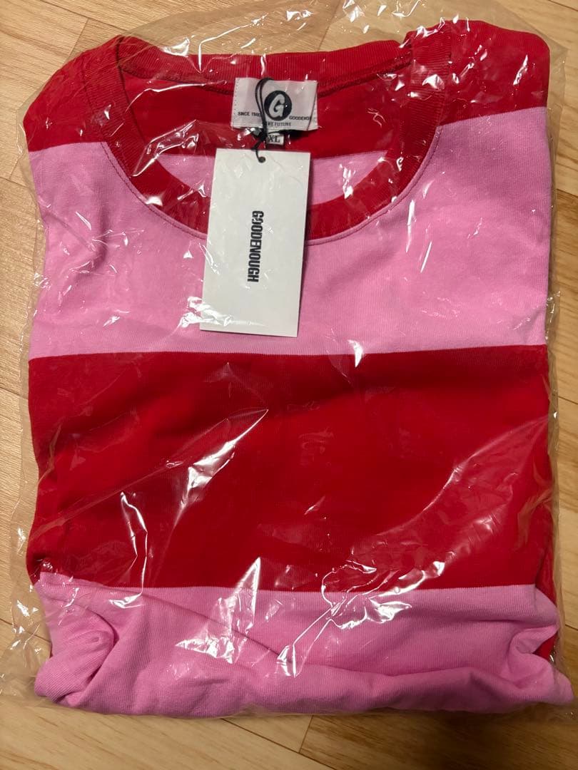 GOODENOUGH ボーダー ロンTXL 赤 ピンク長袖ロンT
