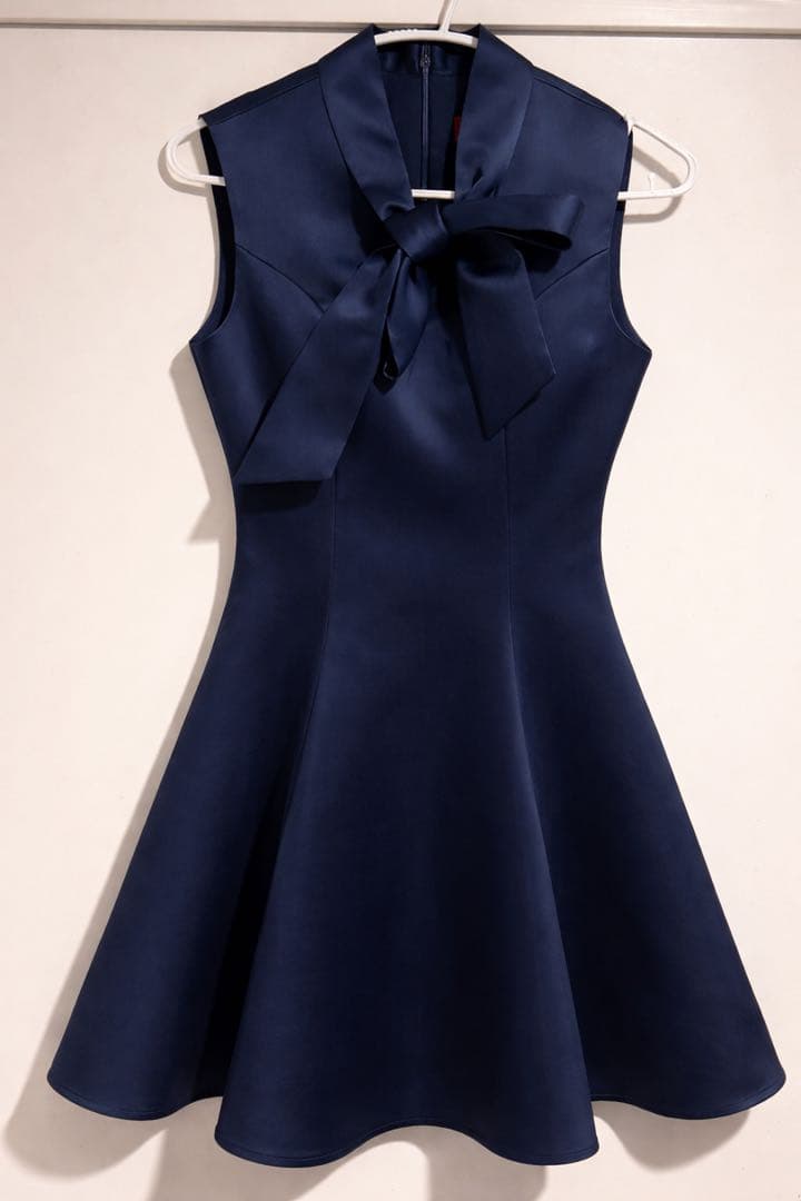 ERUKEI ネイビー リボン付き Aラインドレス