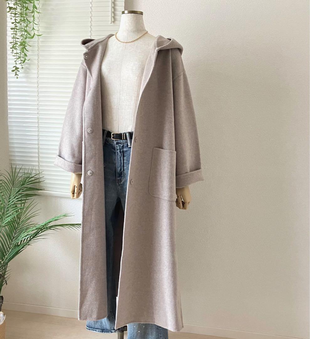 【新品】SLOBE ハミルトン ダブルフェイスウールロングフードコート