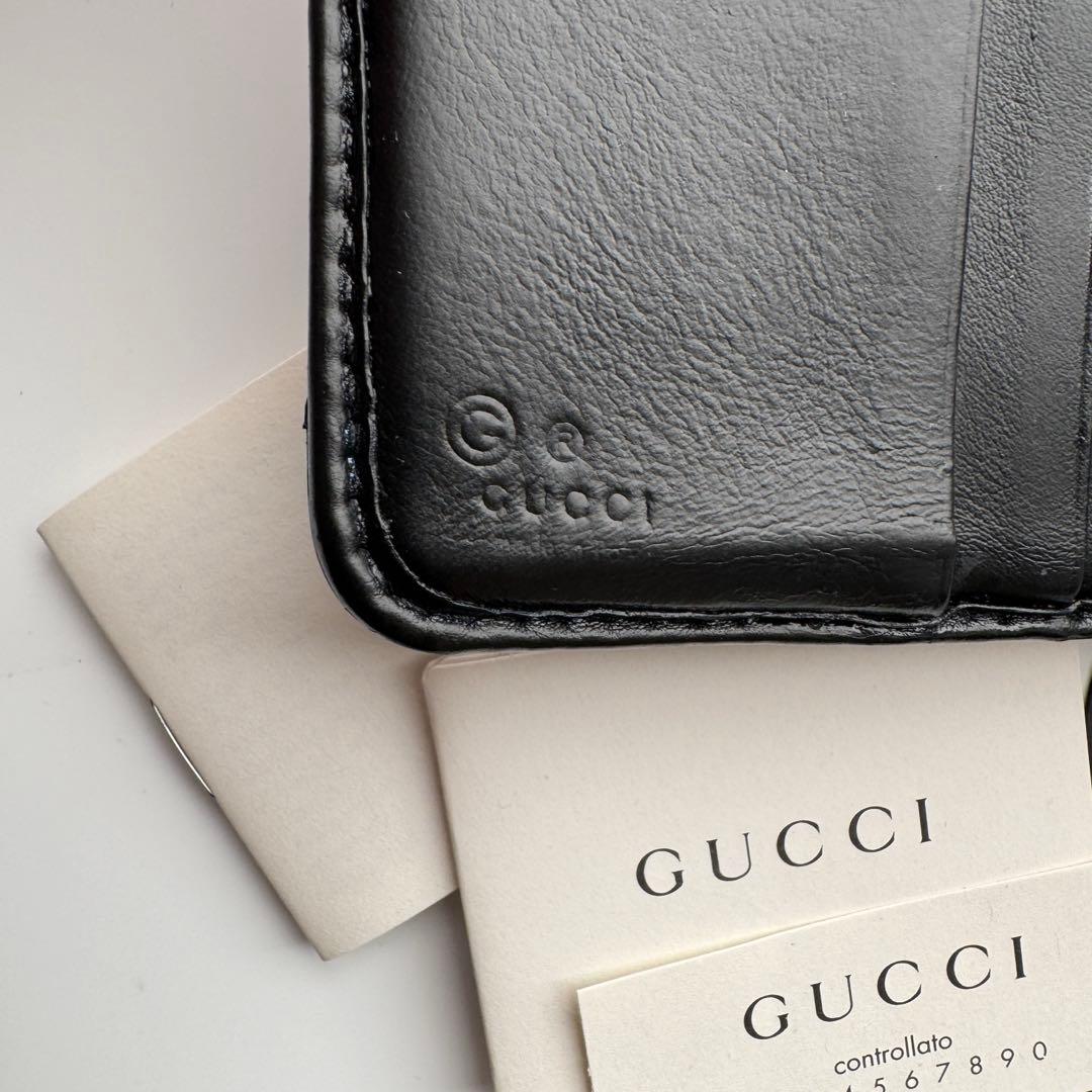 【美品】 20 GUCCI グッチ マイクロ シマ 2つ折り 財布