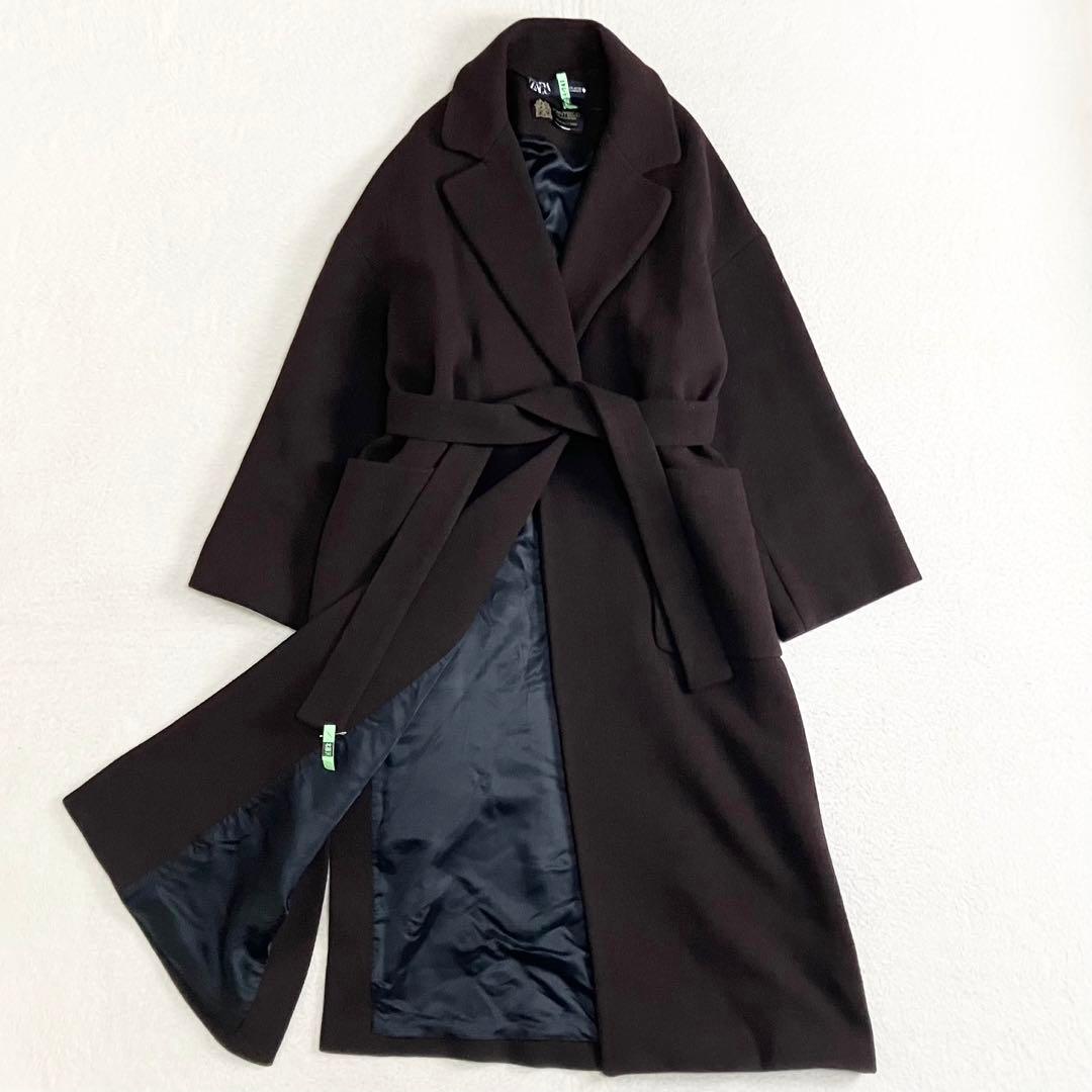 ZARA ザラ　MANTECO ベルト付きロングコート M ブラウン