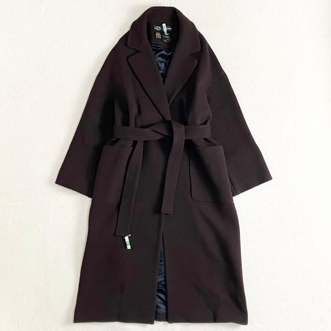 ZARA ザラ　MANTECO ベルト付きロングコート M ブラウン