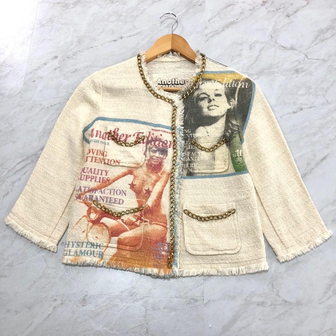 【極美品】 ヒステリックグラマー ツイード ノーカラー ジャケット ヒスガール