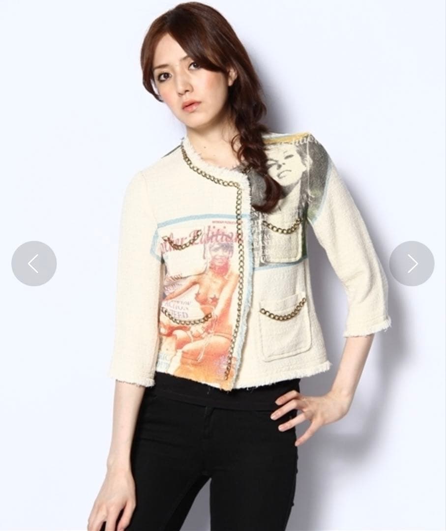 【極美品】 ヒステリックグラマー ツイード ノーカラー ジャケット ヒスガール