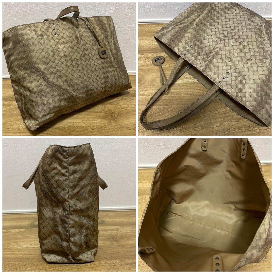 《美品》ボッテガヴェネタ ナイロン×レザー トートバッグ ベージュ系