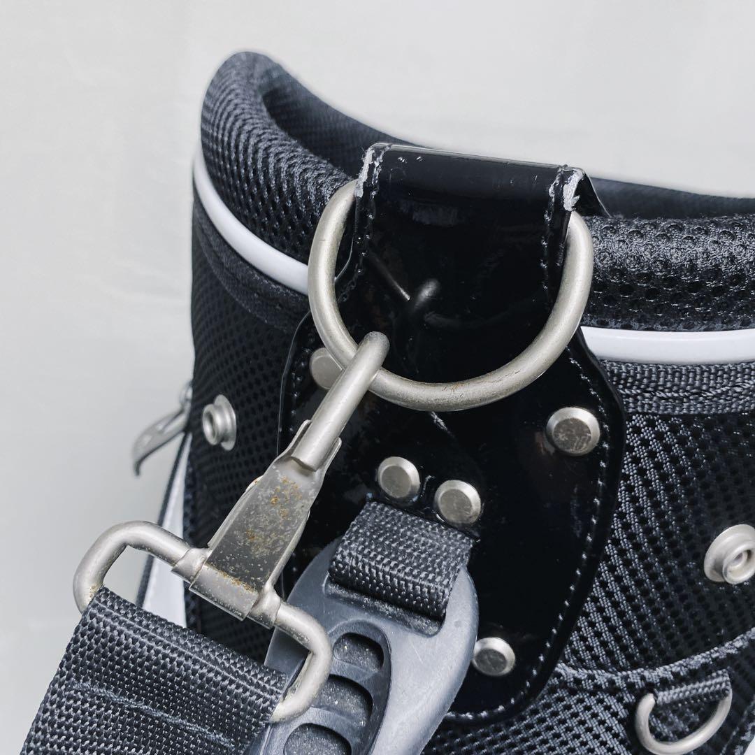 アディダス　キャディバッグ　ホワイト×ブラック　白黒　エナメル　合成皮革　9型