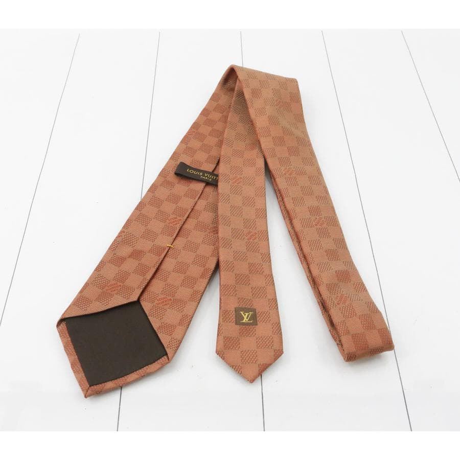 新品 ルイヴィトン ネクタイ SILK100% 格子柄 色:BROWN-ブラウン