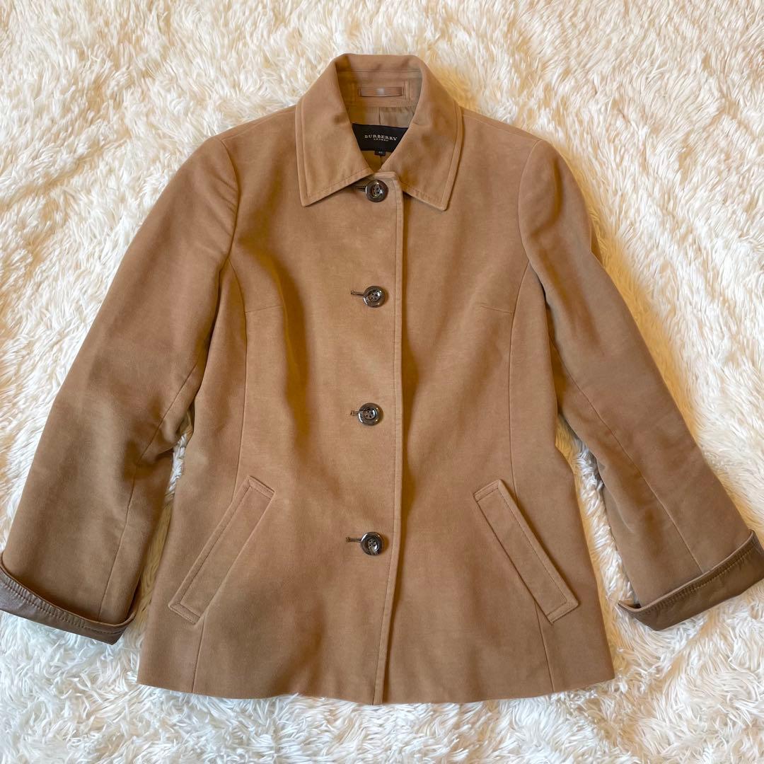 美品✨バーバリー ロンドン L相当 ウールコート 上質ショートコート レザー切替
