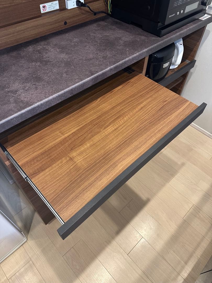 パモウナ 食器棚 キッチンボード 引き戸 キッチン収納 ウォールナット