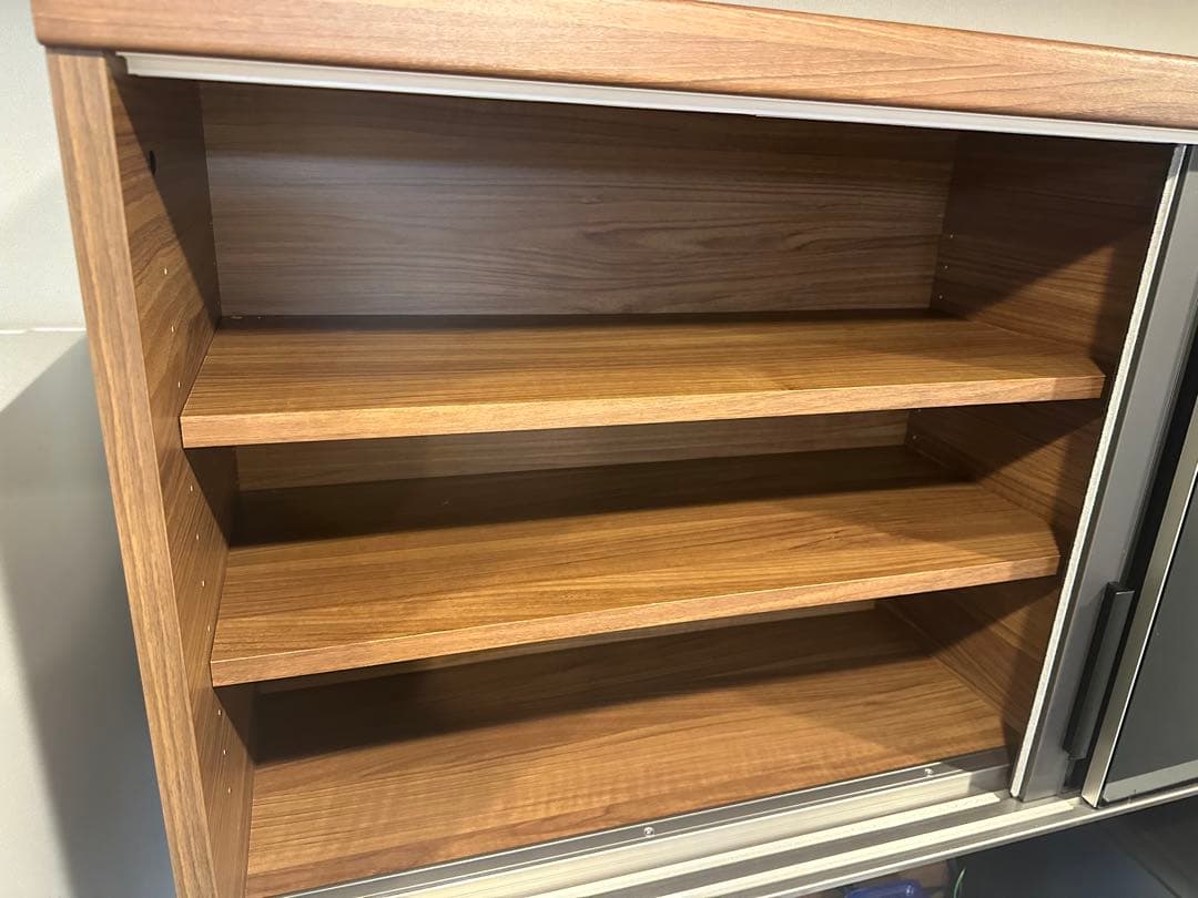 パモウナ 食器棚 キッチンボード 引き戸 キッチン収納 ウォールナット