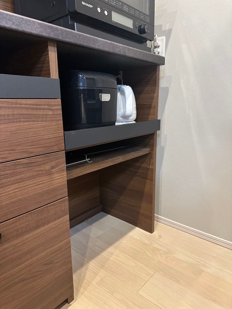 パモウナ 食器棚 キッチンボード 引き戸 キッチン収納 ウォールナット